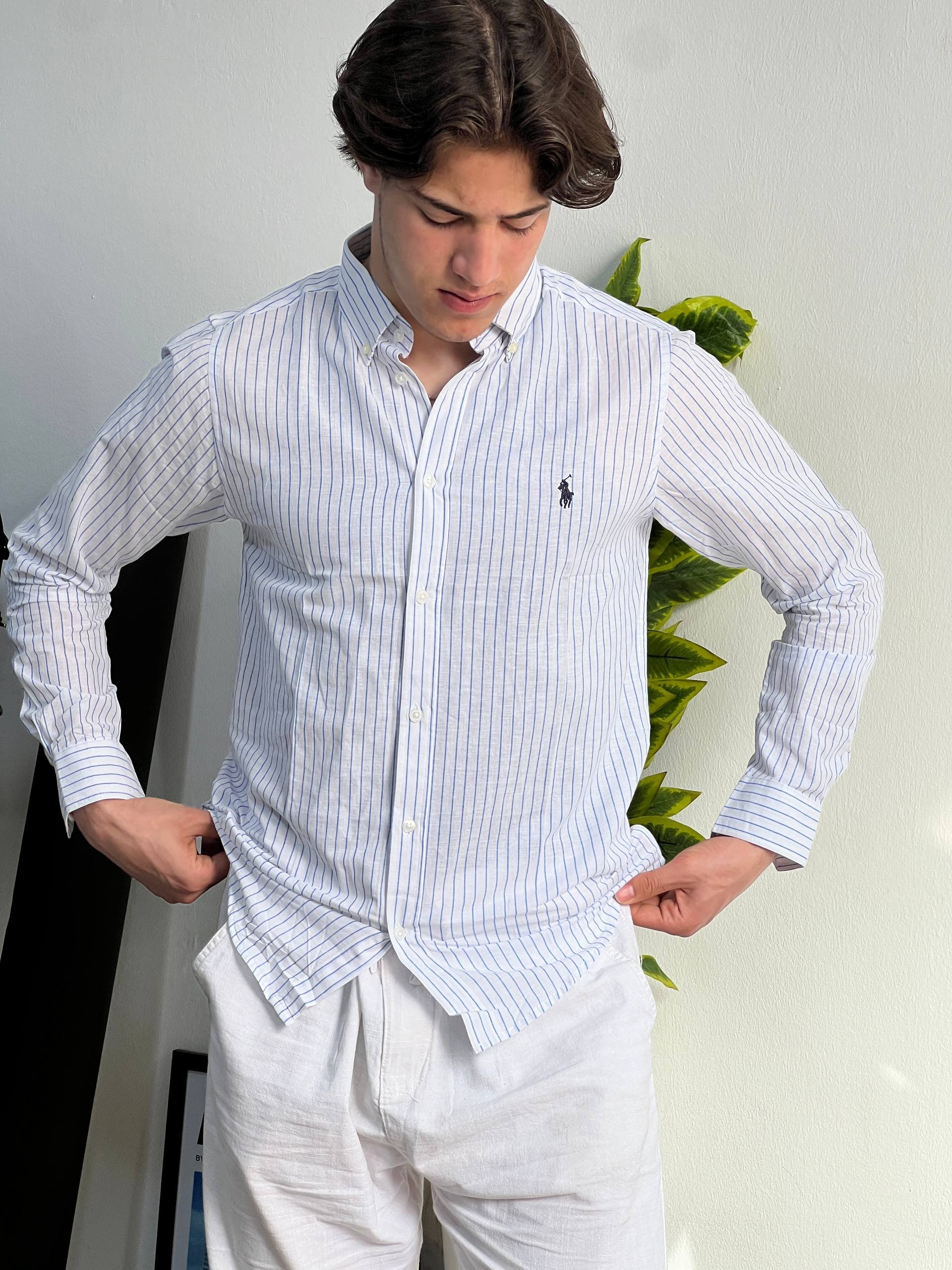 Polo Ralph Lauren Light Blue Stripe Long Sleve Shirt Blue/white